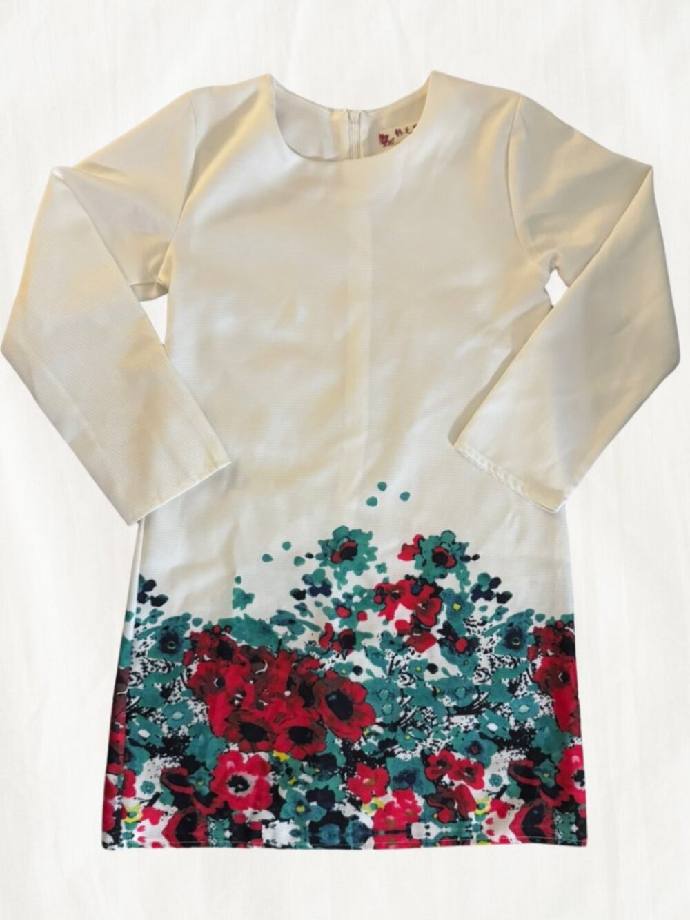 White Dress with Red Florals (Unknown Brand Tag)